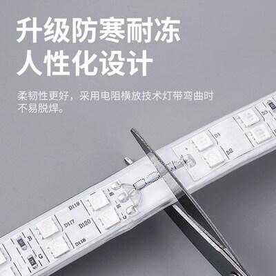 led七彩变色220V三色家用智能遥控春节日氛围灯带户外防水rgb灯条