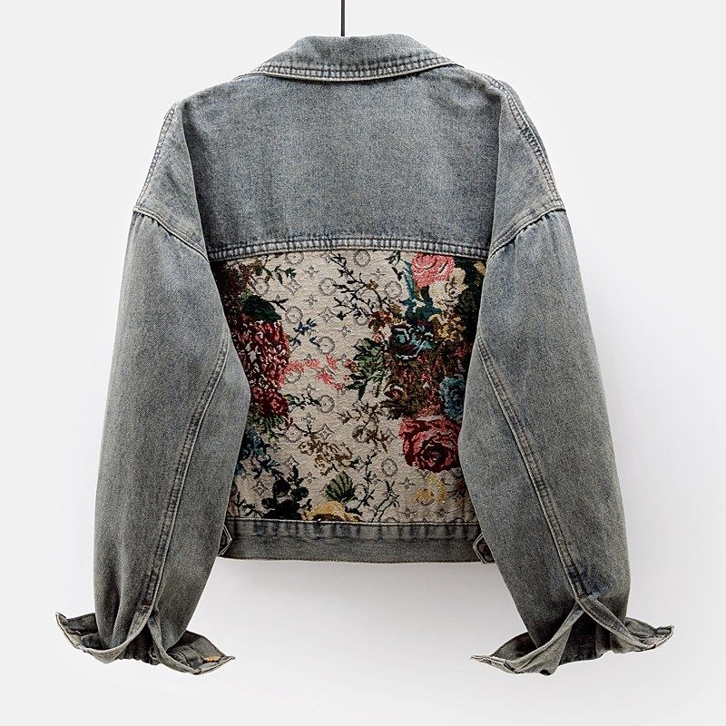 2024春季新款复古提花牛仔外套女短款百搭宽松夹克显瘦长袖上衣潮,女装/女士精品,短外套,淘宝优惠券,粉丝福利购,淘宝优惠卷
