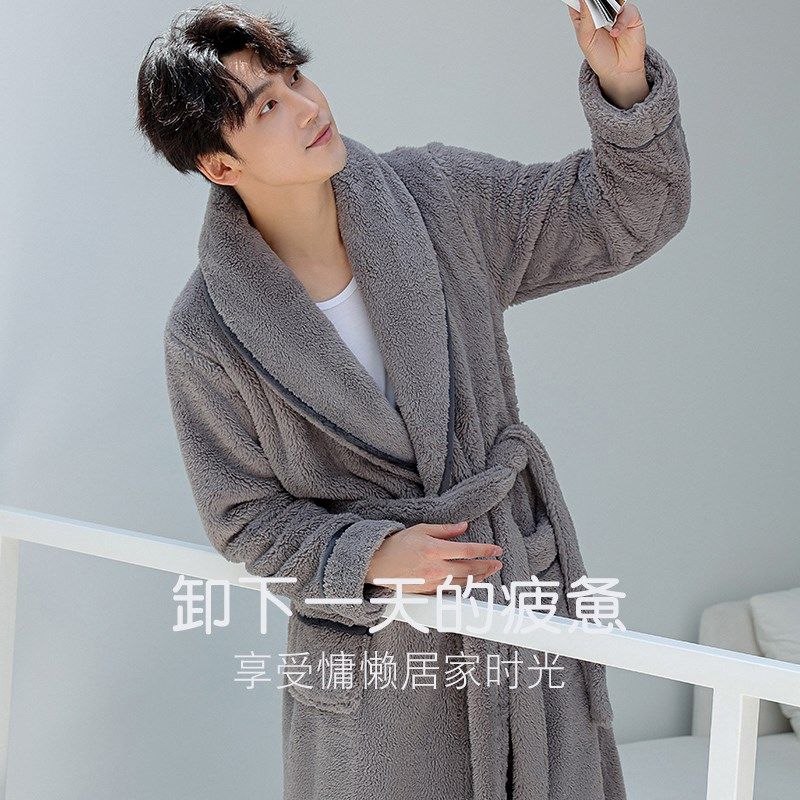 睡衣男士睡袍珊瑚绒长款浴袍男冬季加绒加厚法兰绒大码浴衣秋冬款,女士内衣/男士内衣/家居服,睡袍/浴袍,淘宝优惠券,粉丝福利购,淘宝优惠卷