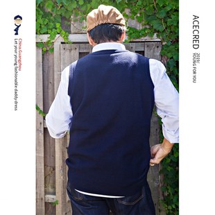 爸爸毛衣马甲男中老年人春秋针织背心中年套头线衣秋装老人爷爷