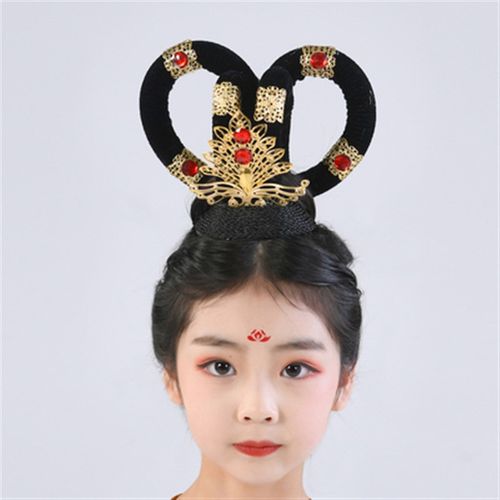 飞天反弹琵琶舞蹈头饰发包一体乐鼓汉服古典敦煌舞云川吉祥天女