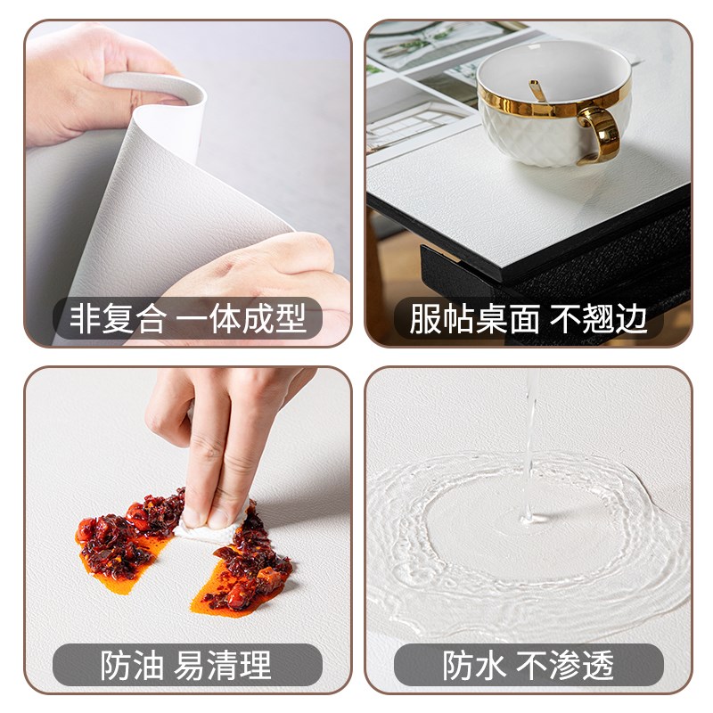 高级弧形台桌垫大理石纹防水防油免洗皮革桌布轻奢餐桌椭圆形桌垫