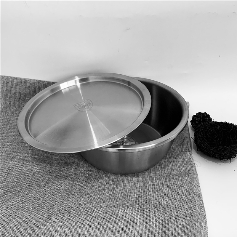 家用304不锈钢料理盆平盖子加厚18-26cm保鲜盆汤盆泡面盆碗锅盖