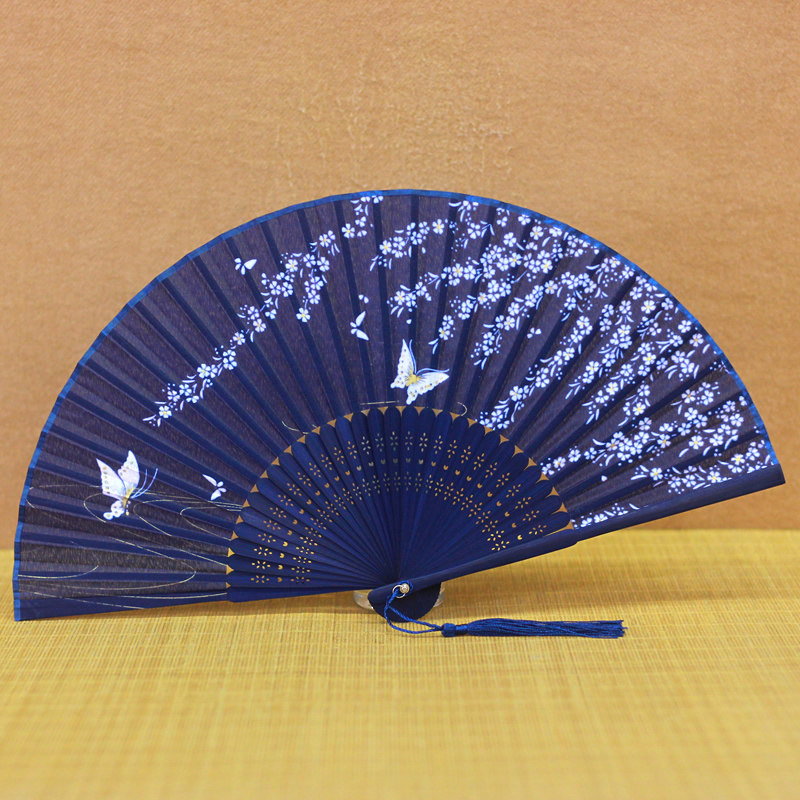 杭州丝绸中国风扇子女式旗袍走秀跳舞古风摺扇舞蹈扇摺叠汉服儿童