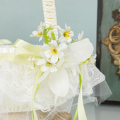 小清新田园风格 婚戒手提小篮子布艺居家收纳篮 结婚花篮花童撒花装