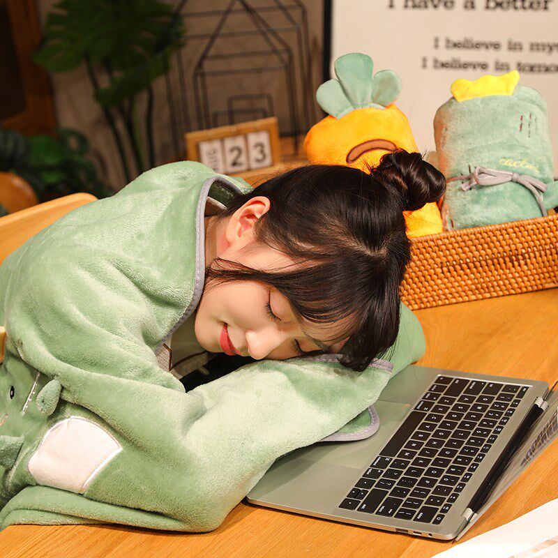 抱枕被子两用卡通小毯子办公室午睡空调毛毯薄款宿舍盖腿卷毯夏季