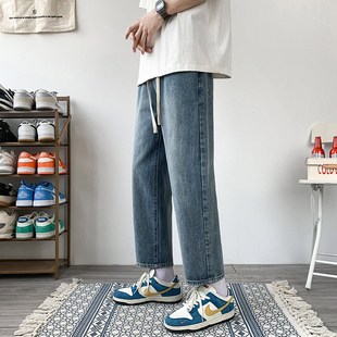 子男生百搭休闲裤 男宽松直筒裤 子 复古蓝牛仔裤 广东新塘2024年夏季