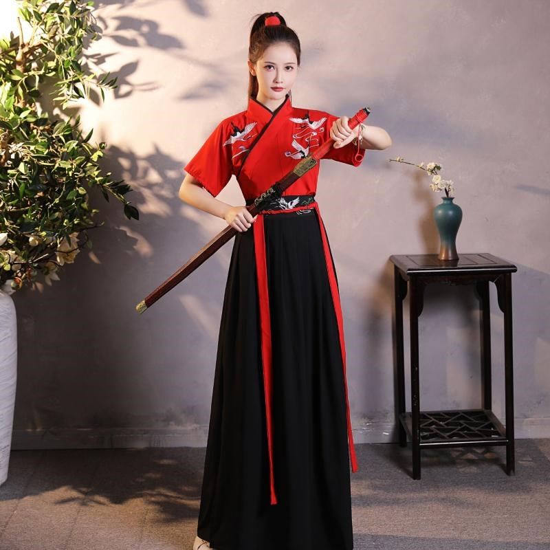 汉服女中国风古装学生短袖古风男女情侣武侠风夏季工作服套装,女装/女士精品,民族服装/舞台装,淘宝优惠券,粉丝福利购,淘宝优惠卷