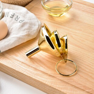 金色不锈钢漏斗家用迷你小口径滤斗大口径加油下料神器宽口漏斗