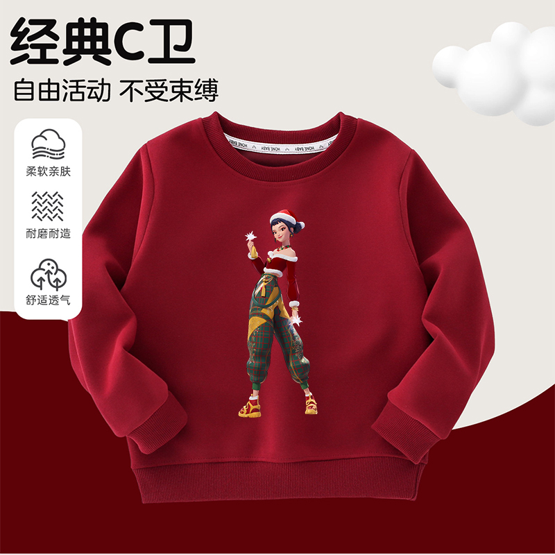 kpop2025猎魔女团圣诞COS衣服女童长袖T恤儿童打底上衣男孩卫衣潮