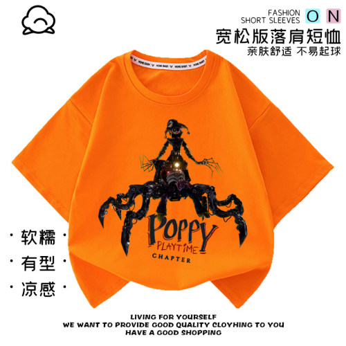 poppy playtime波比的游戏时间童装男女儿童纯棉短袖学生宽松T恤
