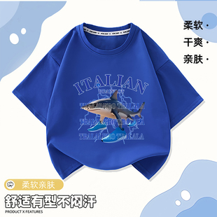 Tralalero Tralala鞋子鲨鱼山海经短袖T恤男女童个性复古纯棉衣服