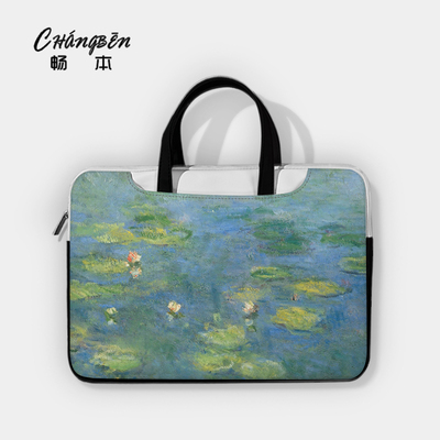 油画笔记本电脑包手提适用苹果macbook华为联想小新pro14拯救者机械革命华硕天选air戴尔16内胆保护套15点6寸