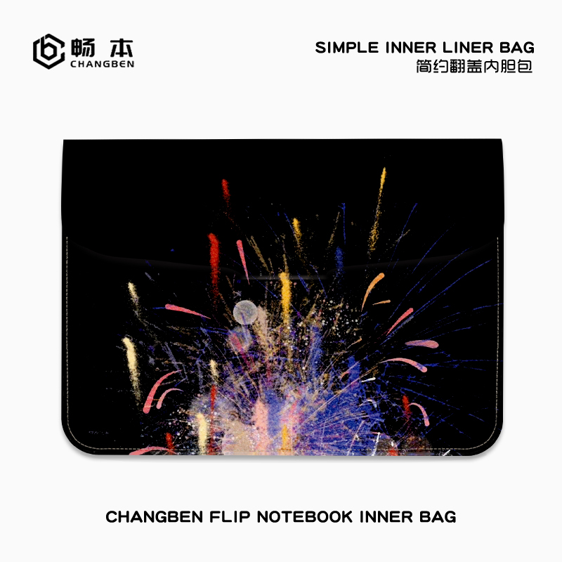 唯美烟花笔记本电脑内胆包适用华为matebook14联想小新pro16华硕戴尔M4苹果macbookair13保护套15点6寸收纳包