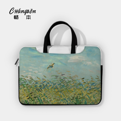 油画笔记本电脑包手提适用苹果macbook华为联想小新pro14拯救者机械革命华硕天选air戴尔16内胆保护套15点6寸