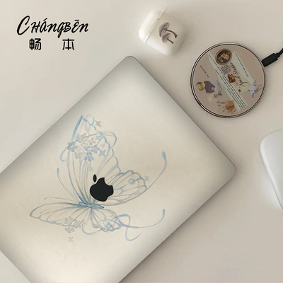 唯美蝴蝶适用苹果macbook保护壳macbookair笔记本电脑保护套macpro14寸外壳pro13软M3透明15磨砂M4硅胶16膜M5