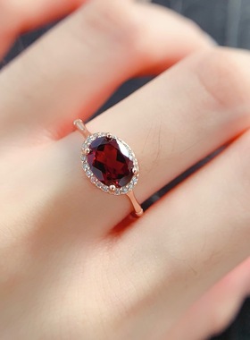 琼瑞阁石榴石戒指925银
