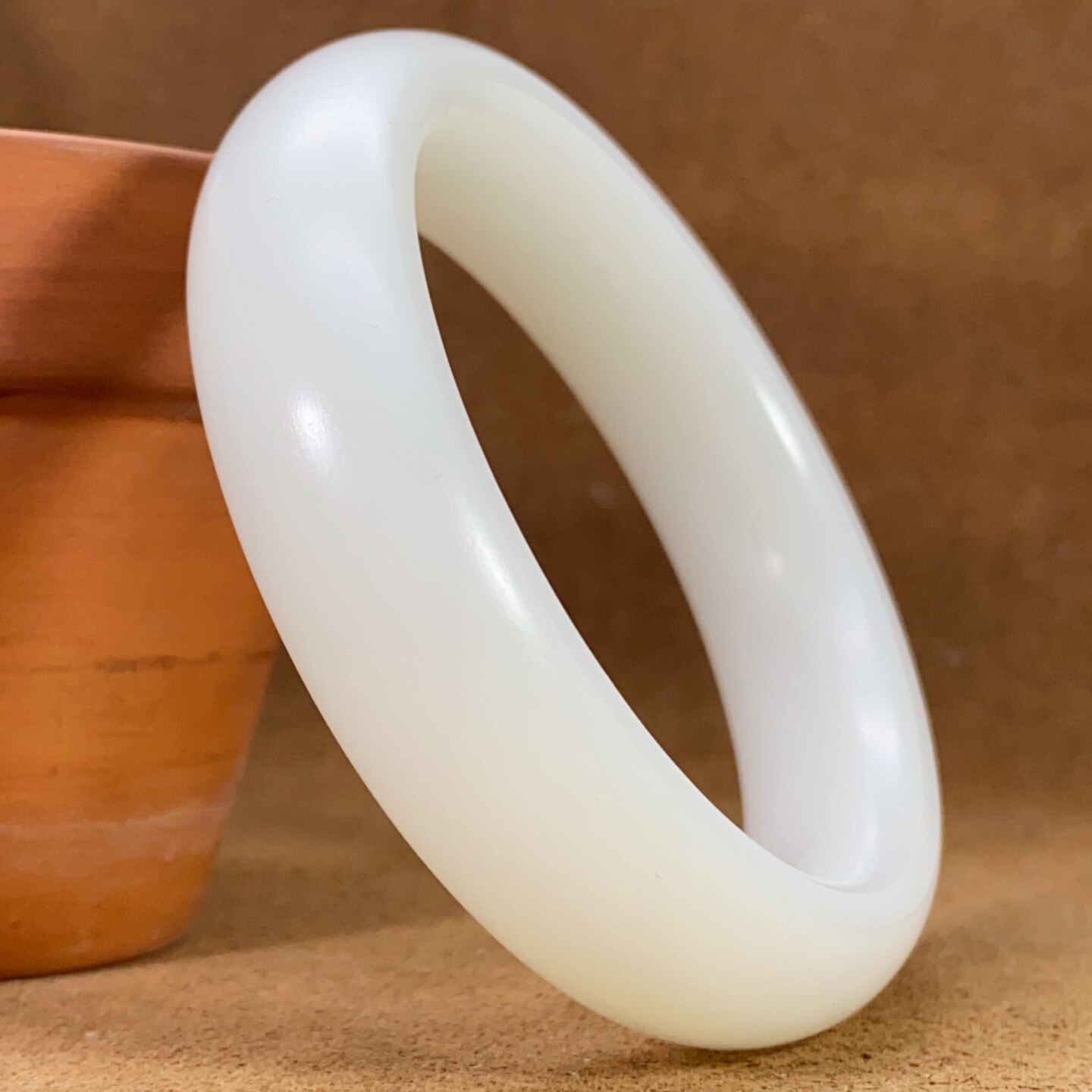 新疆和田玉手镯羊脂白玉正圈平安镯山料玉镯天然玉石温润细腻东方