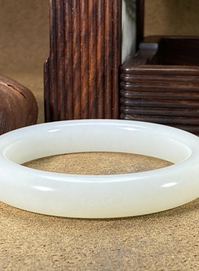 和田羊脂白玉正圈平安镯56圈口