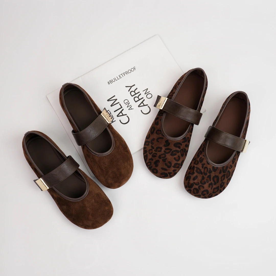 【Dhh】跟1cm羊反皮芒果头浅口单鞋女韩版不挑脚超软舒适玛丽珍鞋