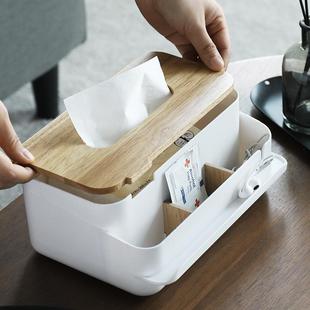 直销纸巾盒客厅家用多功能创意简约桌面收纳多格抽纸盒子实用 新款