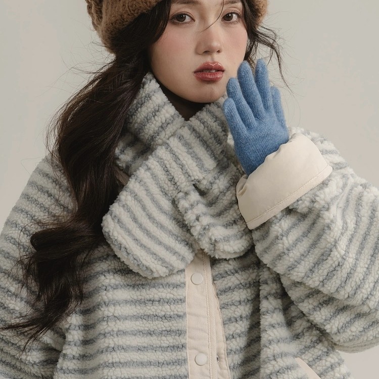 2026冬超好看双面穿摇粒绒新款短款女棉服小个子保暖韩系夹棉外套