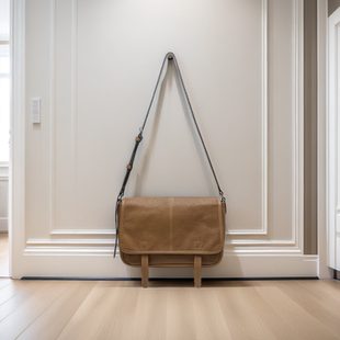 裘%真植鞣牛皮信使邮差包休闲复古通勤单肩斜挎腋下真皮包包女