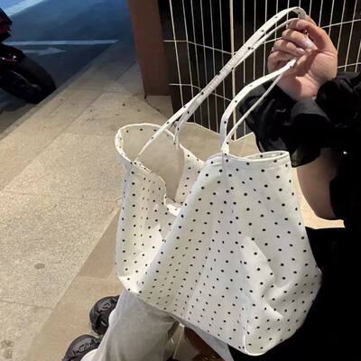 波点帆布包托特包女百搭通勤