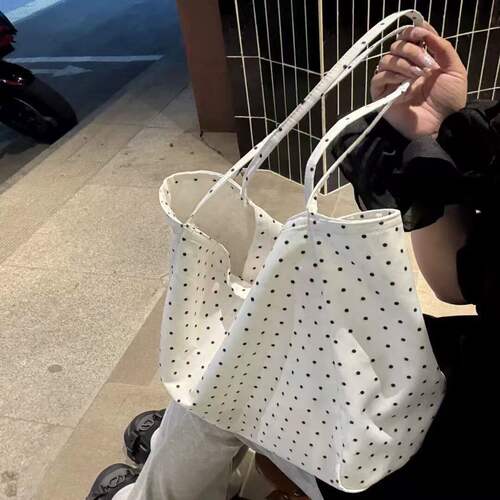 波点帆布包托特包女百搭通勤