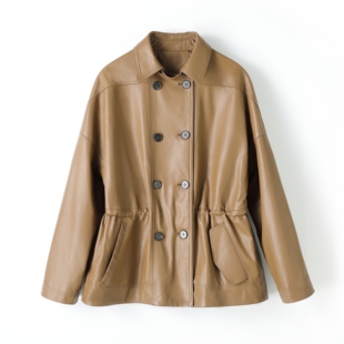 宽松皮外套 海宁真皮皮衣女全植鞣绵羊皮夹克短款 悠悠粉丝专享