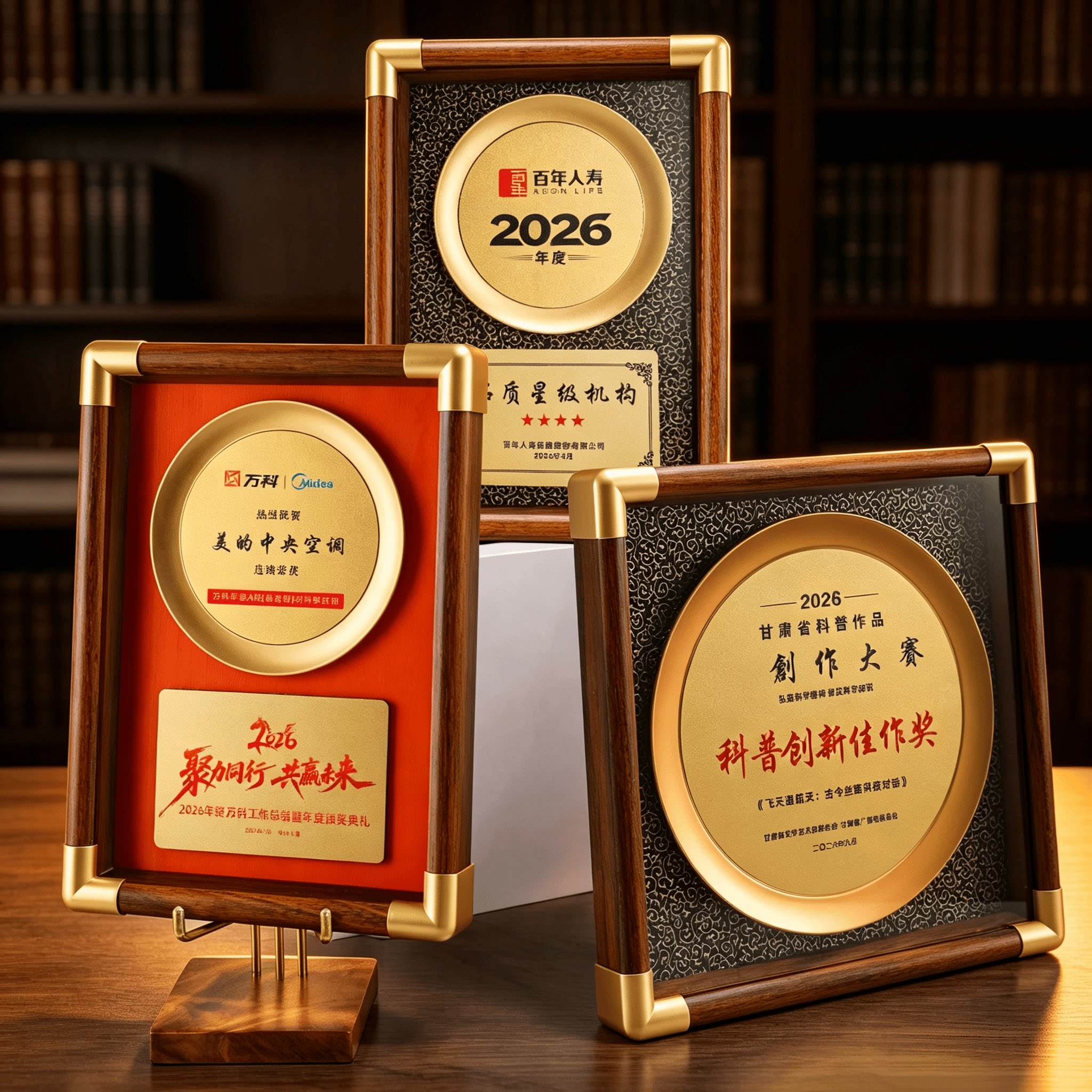 高档订制铜牌创意圆形奖盘创意金属奖牌定制合伙人牌匾授权牌证书