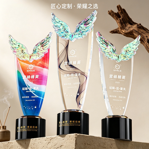 永青智慧新款翅膀奖杯彩色高档