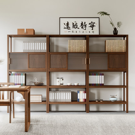 实木书架书柜子书房置物架展示柜家用中式博古架落地靠墙收纳架