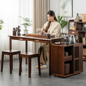 乌金木茶桌椅组合套装 客厅阳台泡茶台茶桌子新中式 实木家用喝茶桌