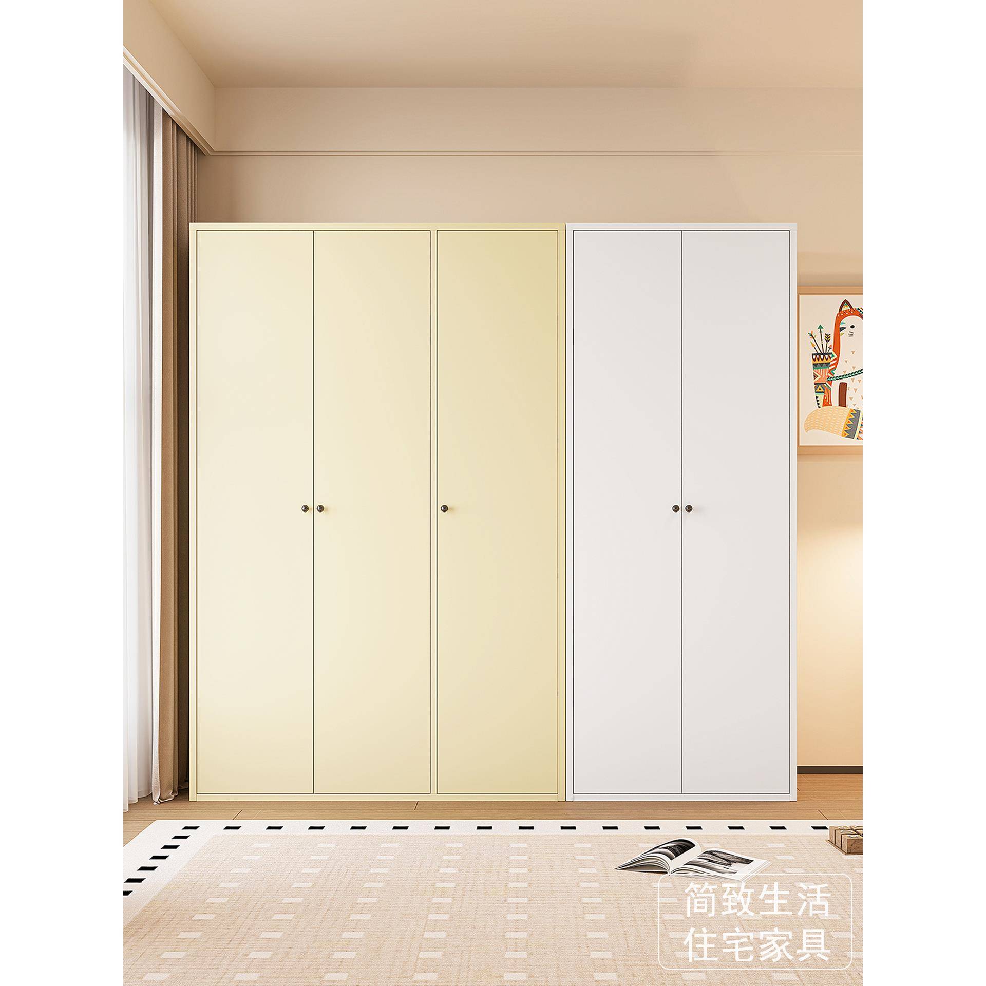 需定制铁艺衣柜家用卧室储物柜儿童钢制衣橱出租房小户型杂物储藏