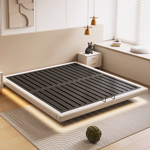 铁艺床现代简约加粗加厚双人床家用主卧无床头榻榻米悬浮床铁架床