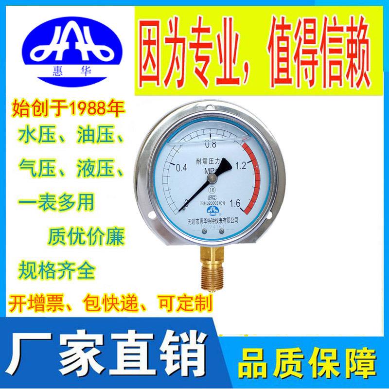 惠华特种仪表 YN-100T耐震压力表径向带后边充油油压水压表