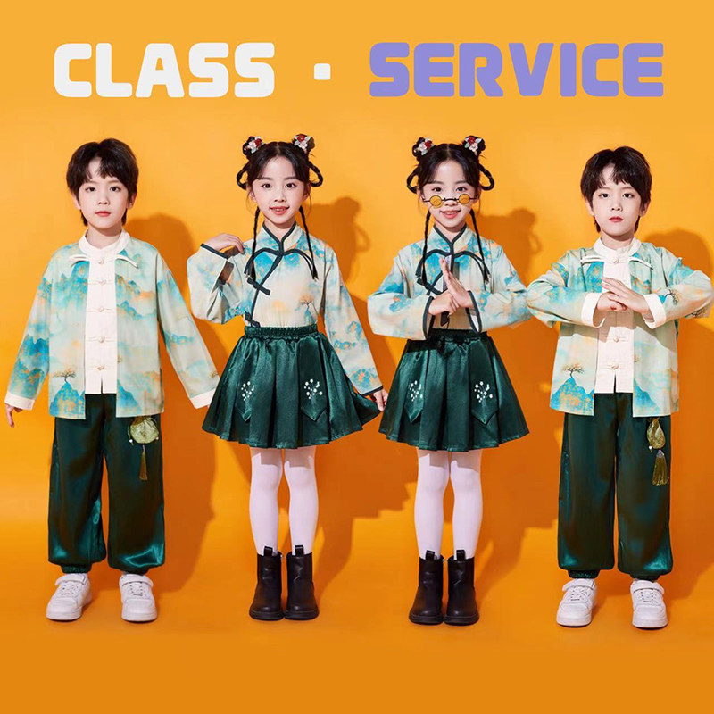 儿童中国风演出服男女童班服合唱开幕式小学生运动会啦啦队表演服