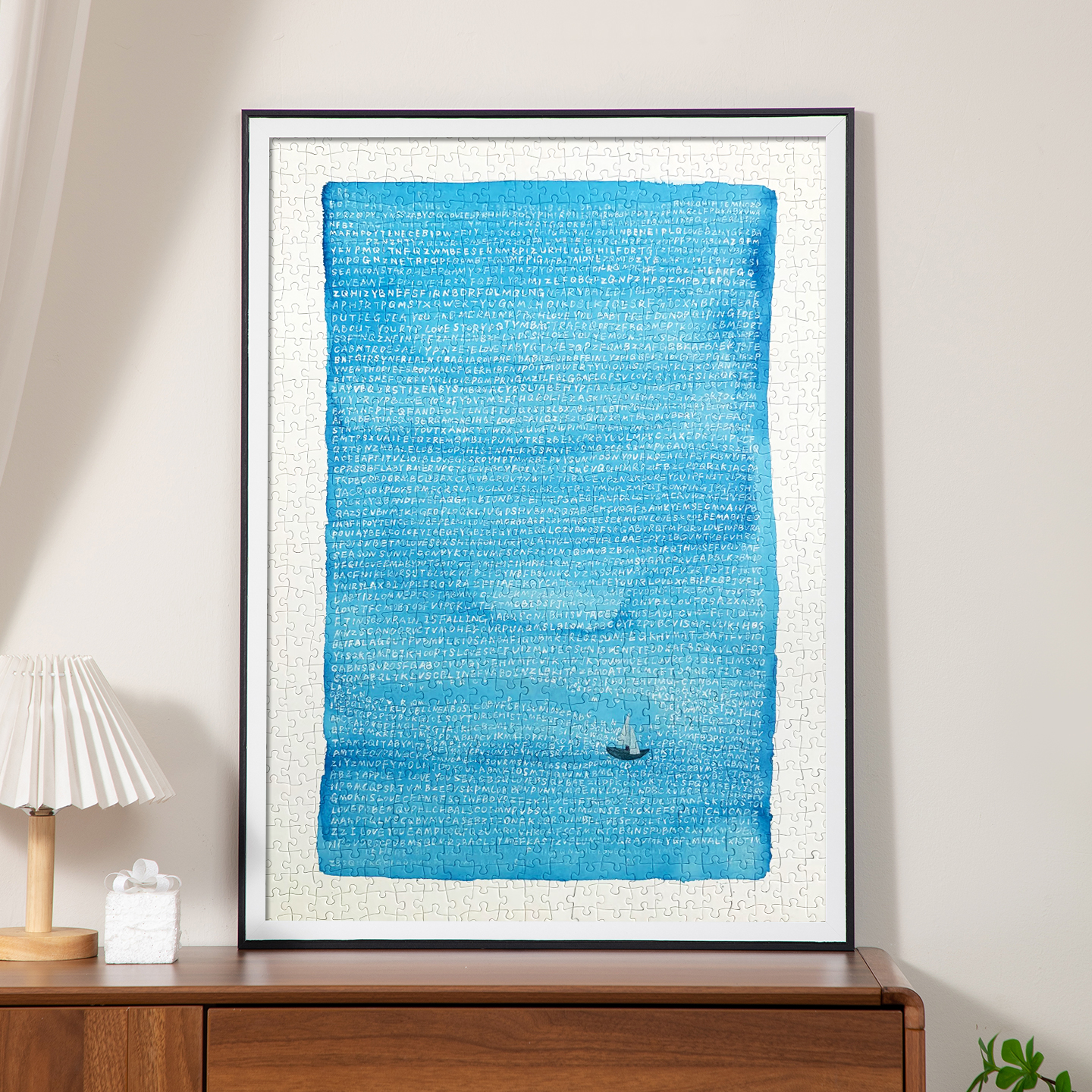 藏很久的蓝拼图带相框1000片