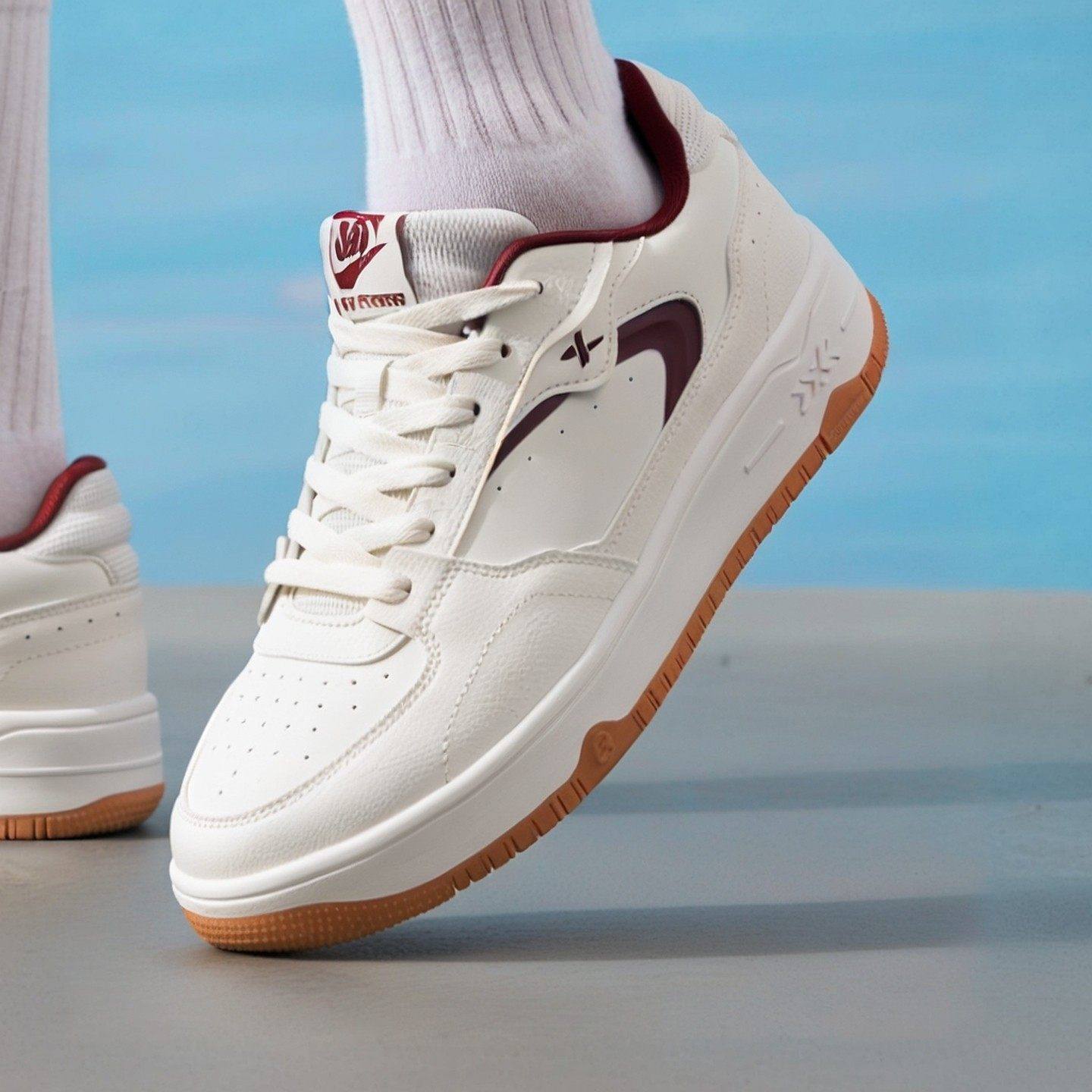 特步苜白男鞋厚底小白鞋休闲板鞋系带百搭潮流运动鞋低帮轻便舒适,运动鞋new,跑步鞋,淘宝优惠券,粉丝福利购,淘宝优惠卷