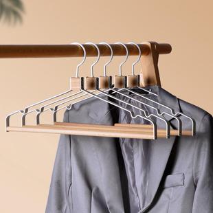 架酒店金属衣服挂豪华家用衣架裤 高档榉木铁艺衣架裤 夹子西服衣撑