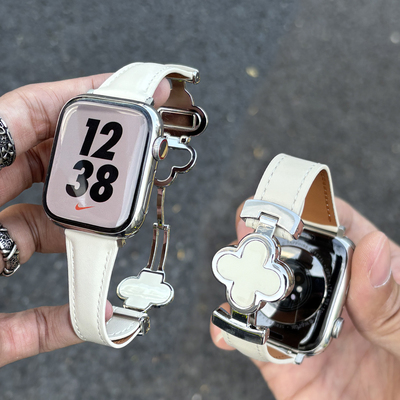 四叶草磁吸扣真皮适用华为手表fit4表带华为fit4Pro手表带高级安可拉fit3轻奢真皮fit4/fit3腕带新款女生商务