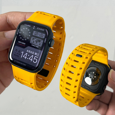 适用于iwatchs11苹果手表带鲨鱼磁吸硅胶applewatch11/10代男女s11/s10/s9新款硅胶透气ultra3男女运动手腕带