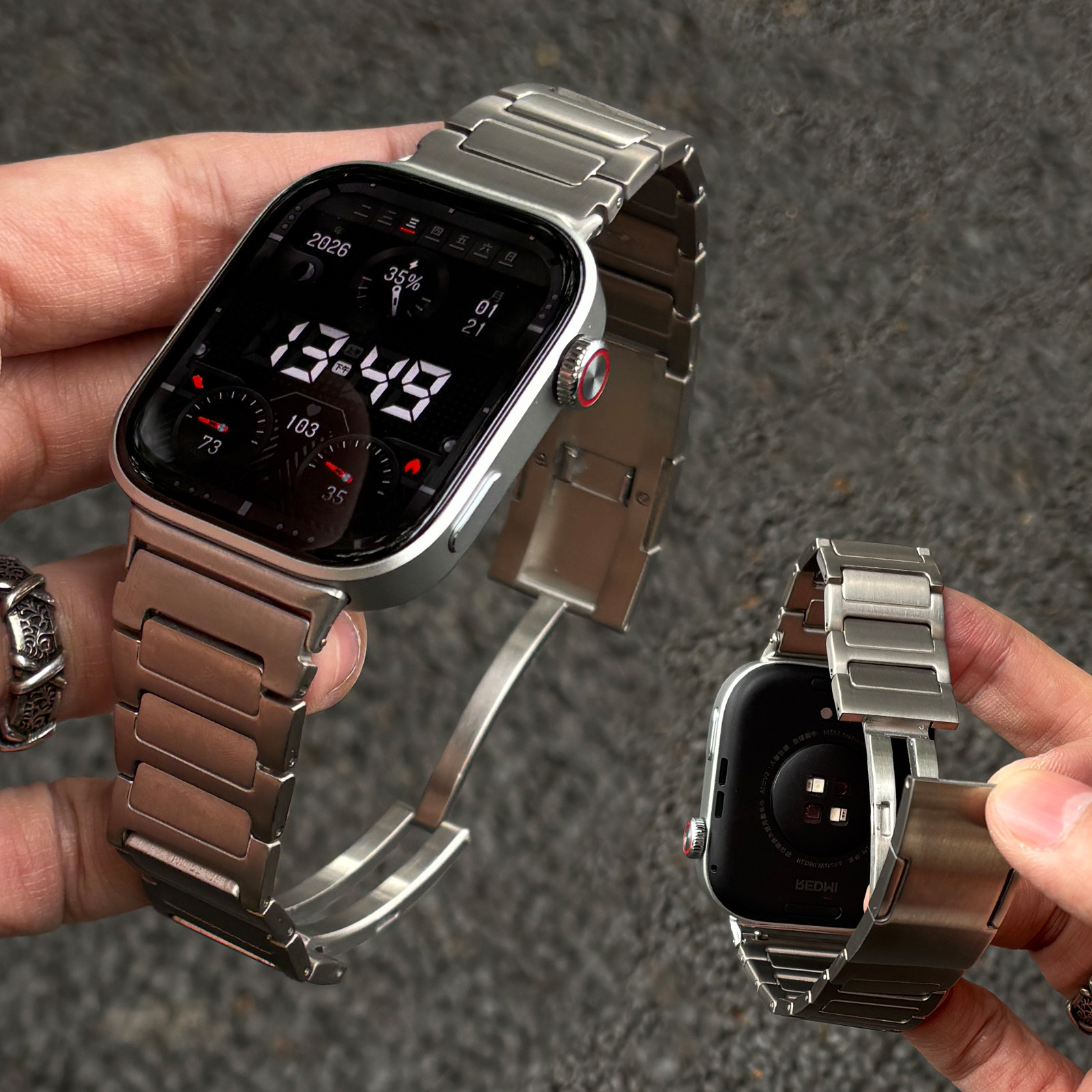 适用红米watch6表带Redmi6/5/4金属AP钢带小米红米watch6运动夏天男女生小米手环9Pro/8Pro高级感替换带配件