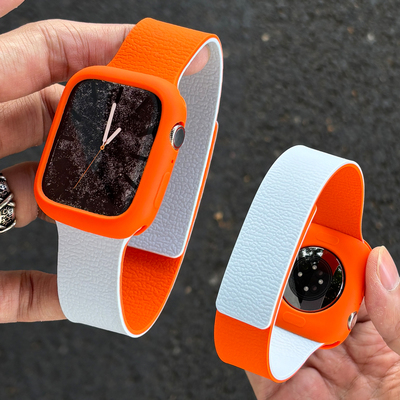 适用苹果手表iwatch 11表带S11撞色荔枝纹撞色S10硅胶运动软磁吸applewatch 10987SE2代Ultra3男女腕带搭配壳