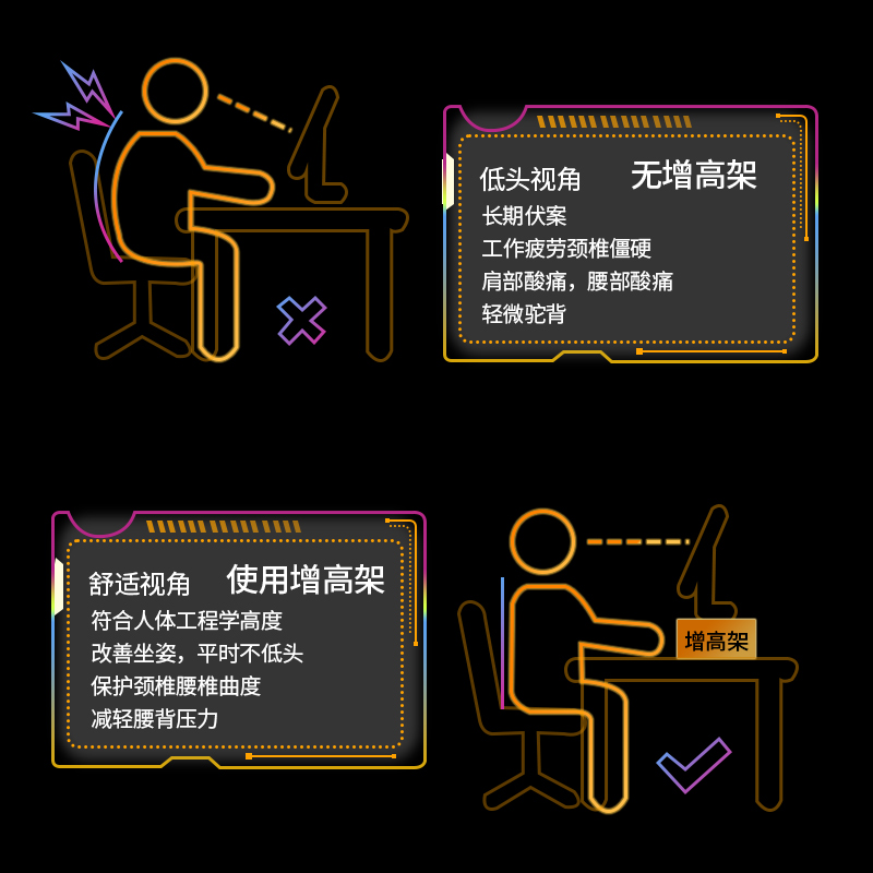 电脑显示器增高架电竞桌面收纳托架实木搁板置物架笔记本支撑架子