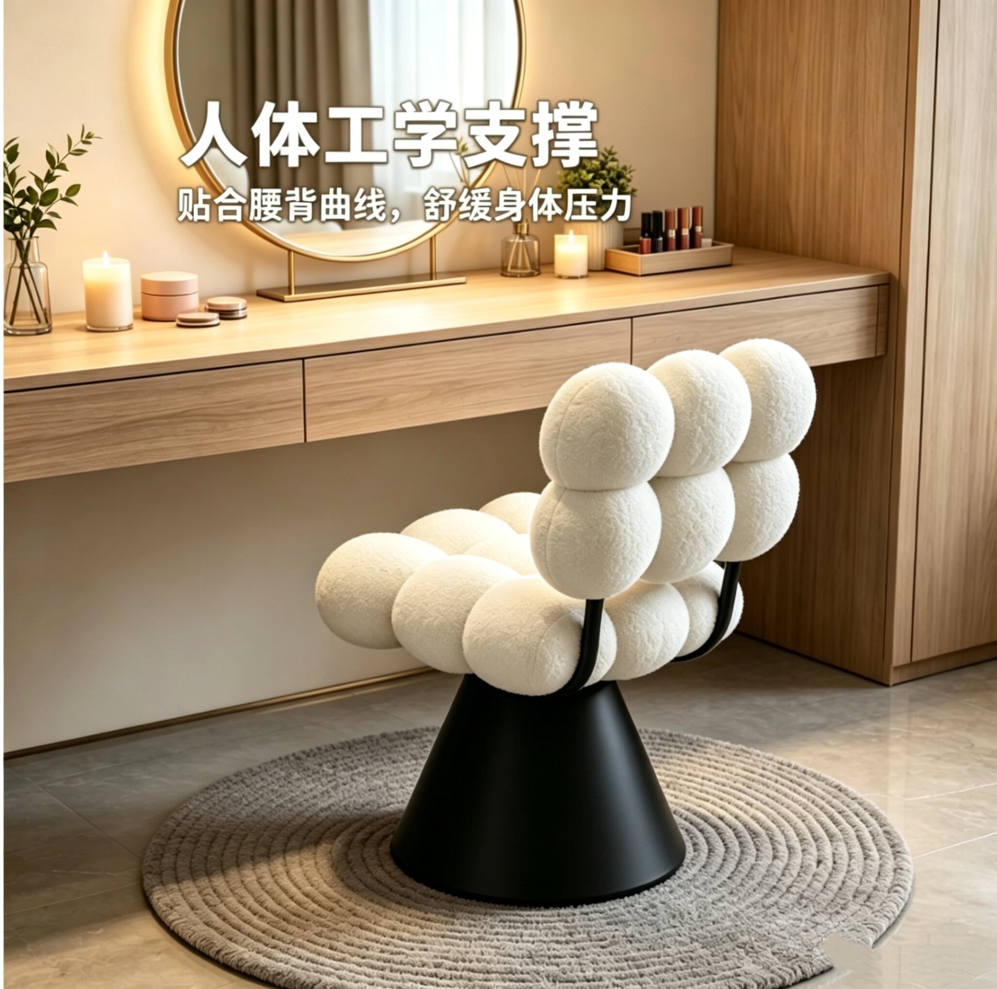 化妆凳卧室化妆椅云朵梳妆凳子衣帽间旋转梳妆台椅子靠背椅沙发椅