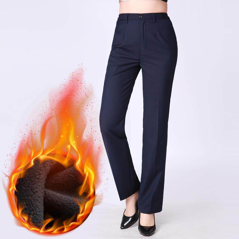 移动西裤女藏蓝色藏长裤职业裤西装裤工作裤直筒裤加秋冬