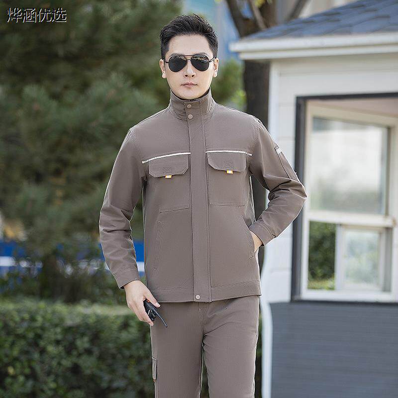 纯棉长袖工作服男套装男耐磨防烫上衣裤子汽修定制电焊工女劳保服
