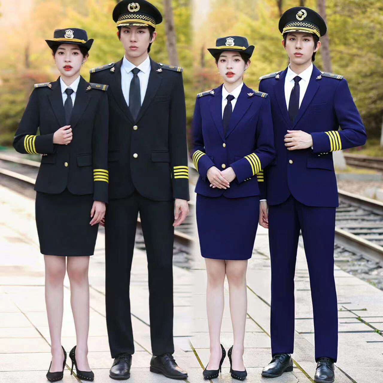 男女职业装西装套装高铁司机乘务员保安工作服装铁路安检工装制服